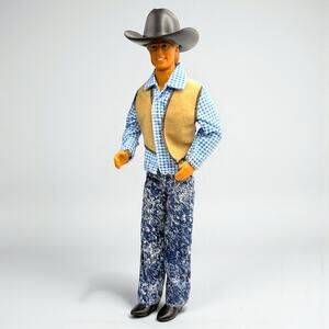 Barbie Ken Cool Looks Shirt Vest Jeans Cowboy Boots Hat Doll 1994 Mattel 90s